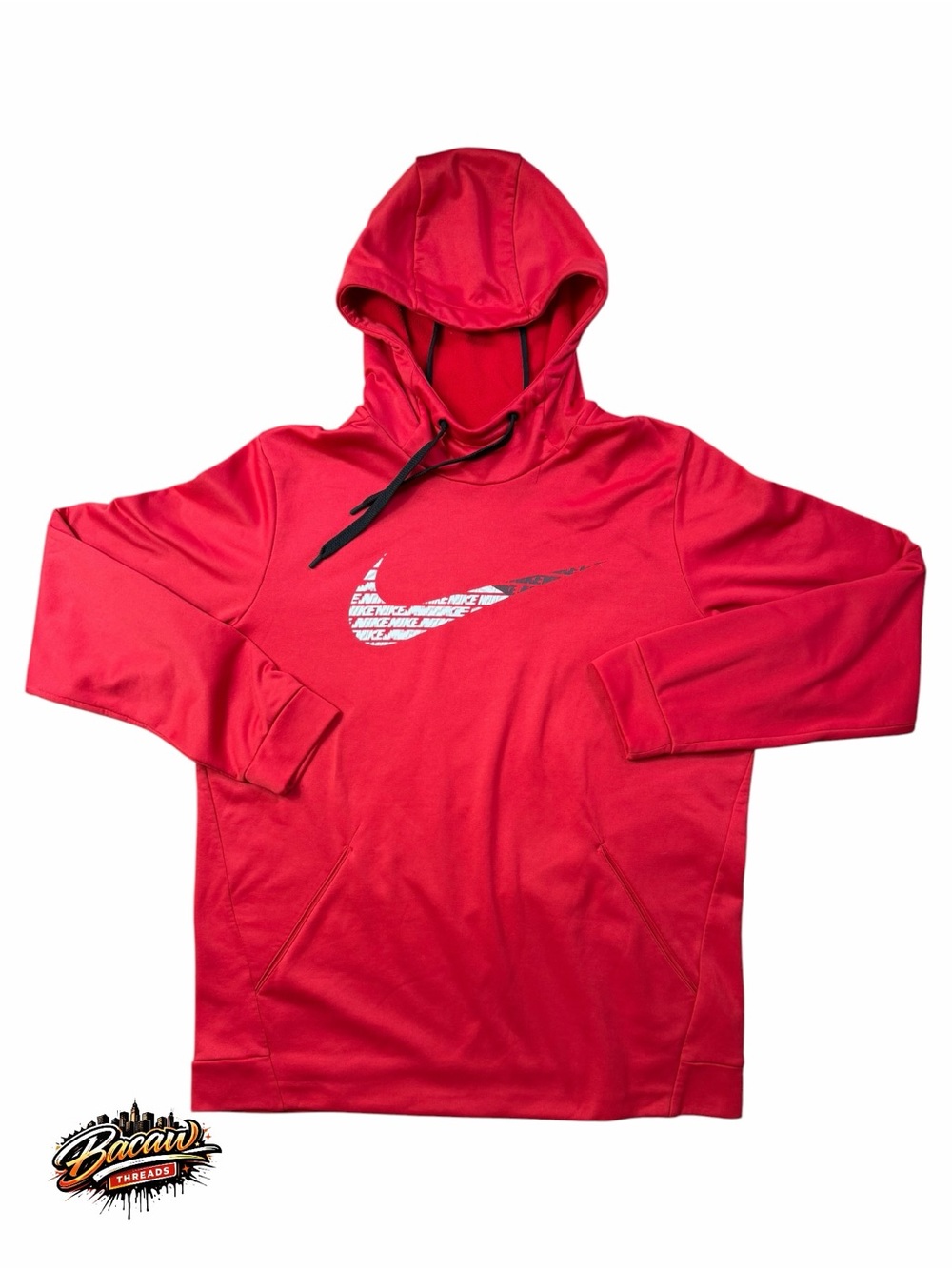 Nike Dri-FIT Men's L Red Fleece‎ Graphic Logo Pullover Training Hoodie